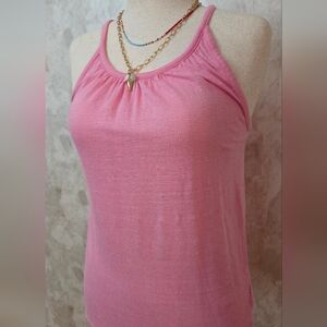 Halston 100% Linen Pink Sleeveless Top (M)